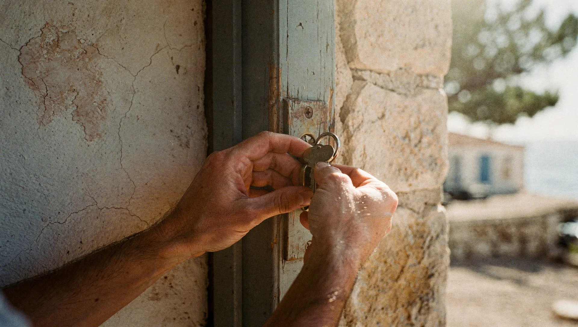 Artisan serrurier au travail sur une serrure à Sainte-Marie-la-Mer